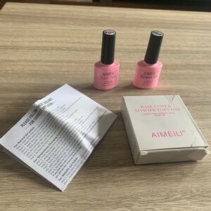 AIMEILI Nail Polish Base Coat & No Wipe Top Coat Cure Under LEDUV Lamp Soak Off
